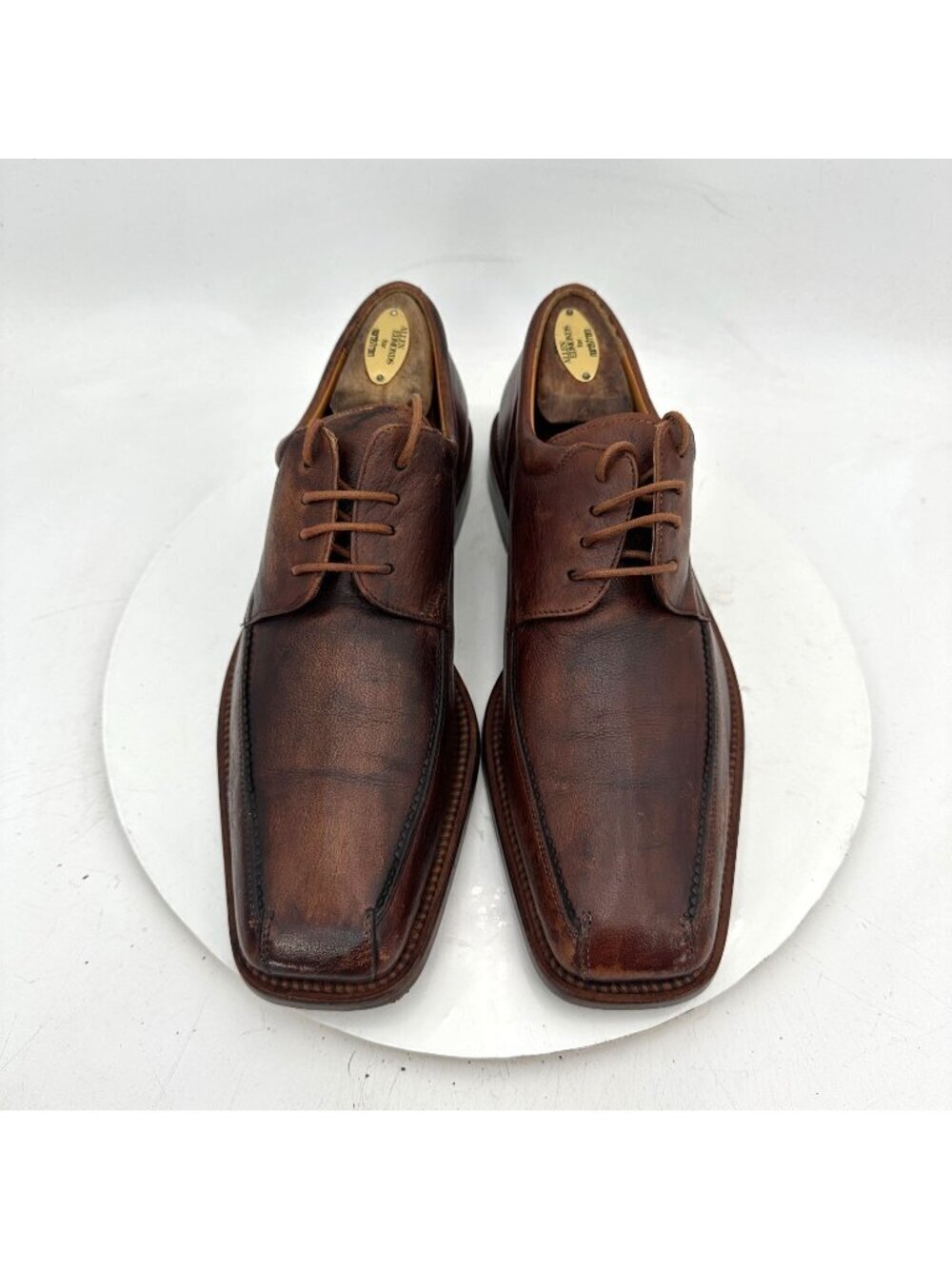 Mezlan Men Size 9M Brown Leather Bicycle Toe Lace Up Derby Dress Shoes